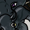I love this black, slimy, almost catfish-like design, with two sets of neat, fishy eyes!