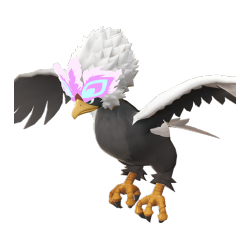 A mythical and majestic pokemon whose appearance is inspired by the bald  eagle, but with elements specific to lucario. it has white, feather-like  feathers on its head, resembling a crown, and glowing